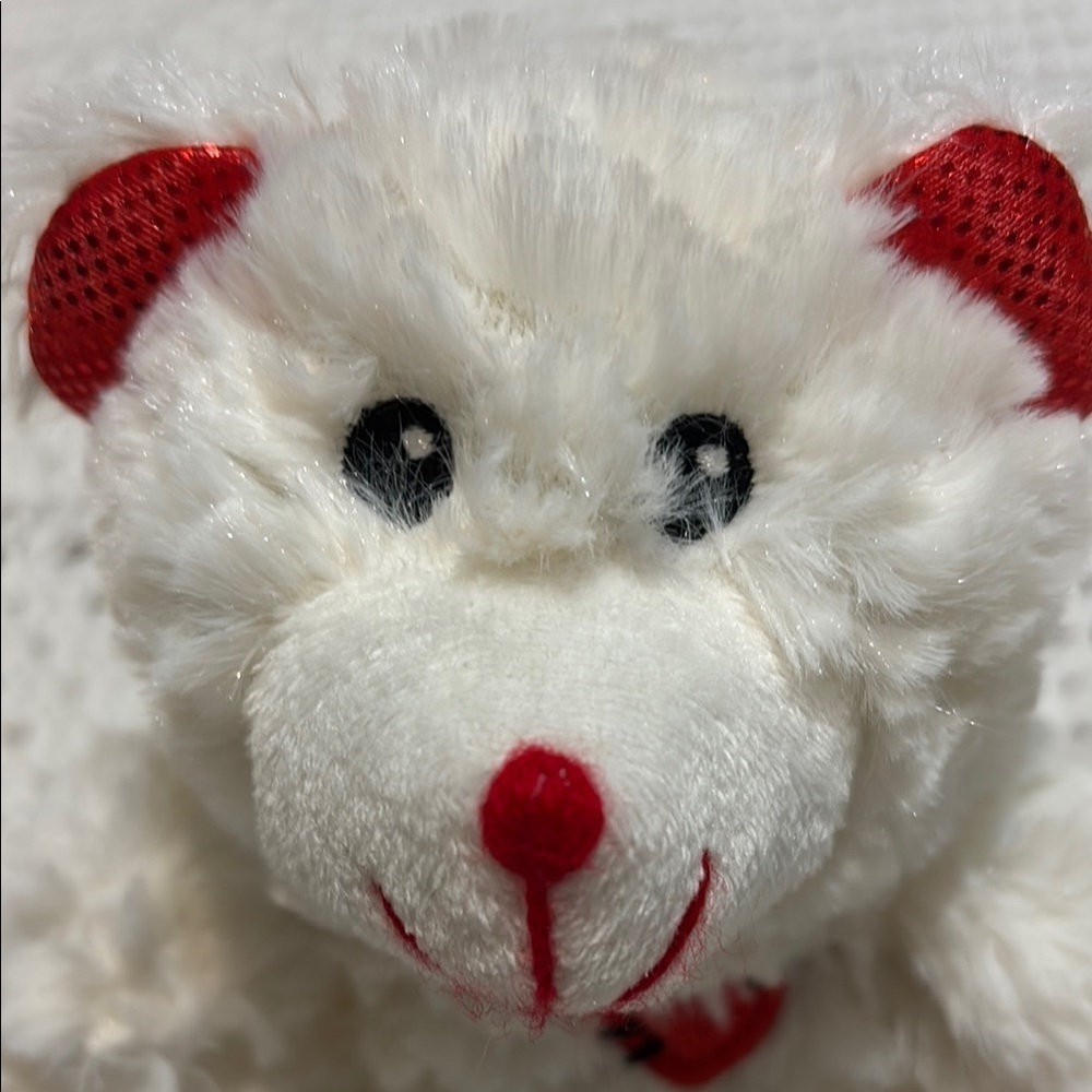 Valentine Teddy Bear White with Red Heart Fuzzy Friends - Picture 2 of 8